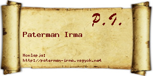 Paterman Irma névjegykártya